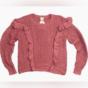 Crazy 8 Rose Pink Ruffles Knit Sweater | Long Sleeve |
 Size: M 7/8 *NWT*